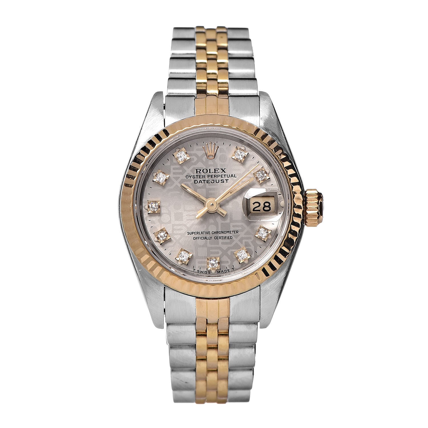 Rolex Stainless Steel 18K Yellow Gold Diamond 26mm Oyster Perpetual Datejust Watch Champagne Jubilee 69173 1 of 7