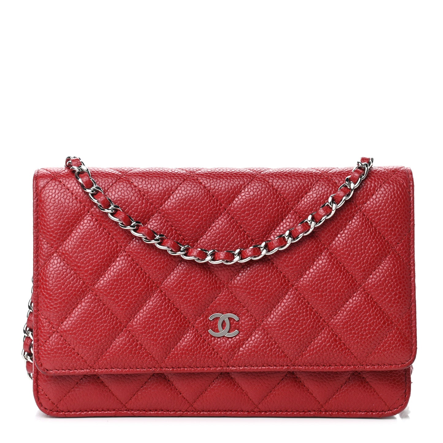 Caviar Quilted Wallet On Chain WOC Red