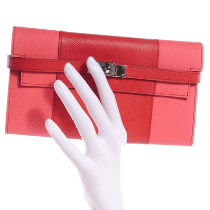 Hermes Epsom Flag Kelly Longue Wallet Corail Flamingo 2 of 9