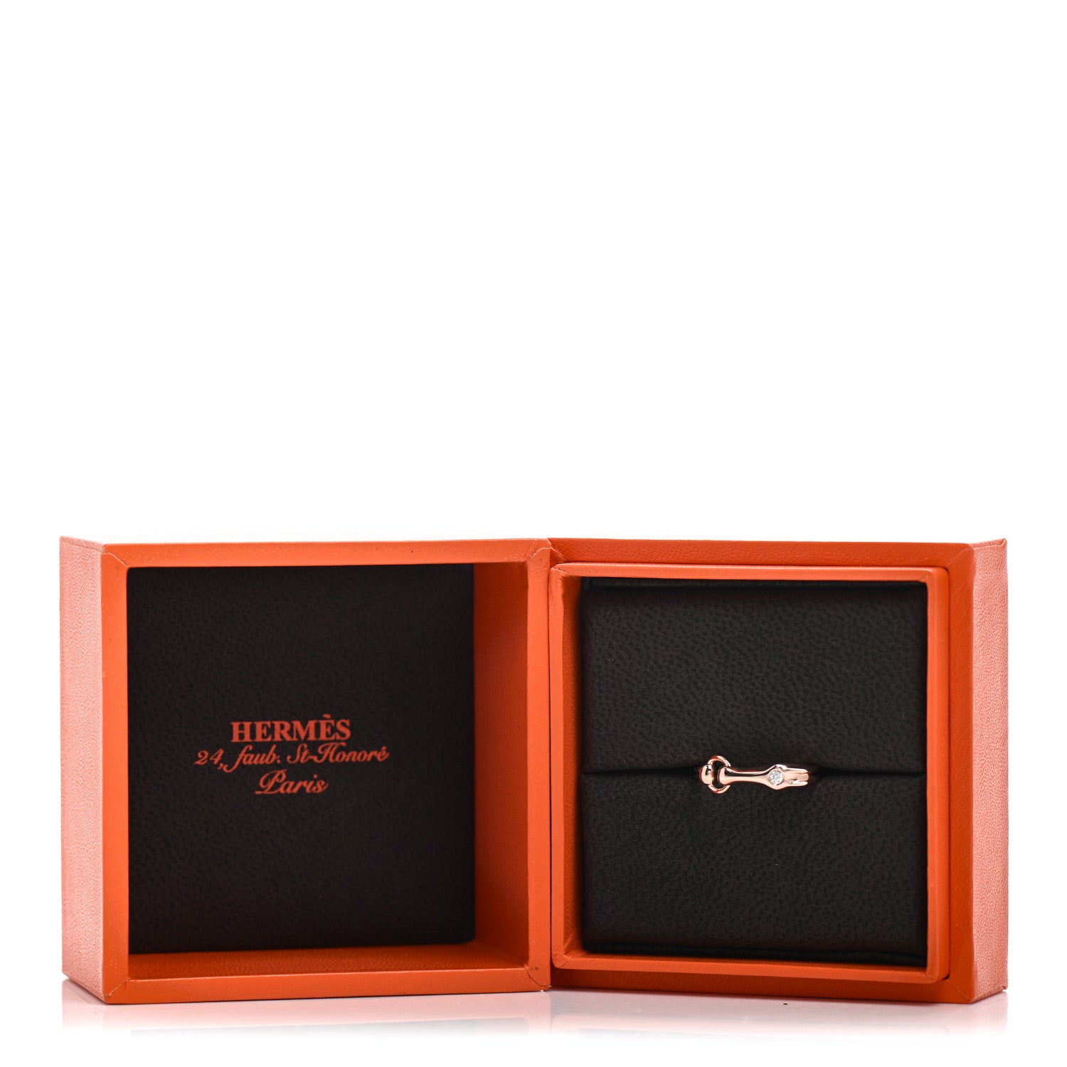 Hermes 18K Rose Gold Diamond TPM Galop Ring 50 5.25 6 of 6