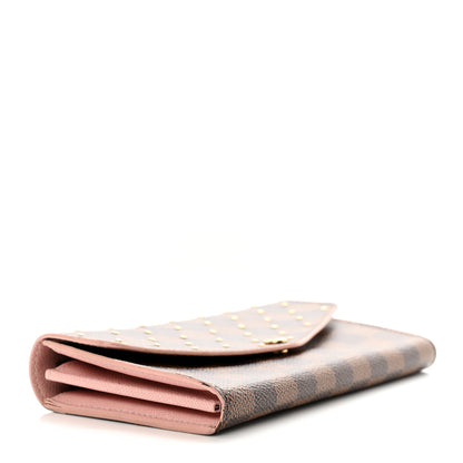 Louis Vuitton Damier Ebene Studded Sarah Wallet NM Rose Ballerine 6 of 24