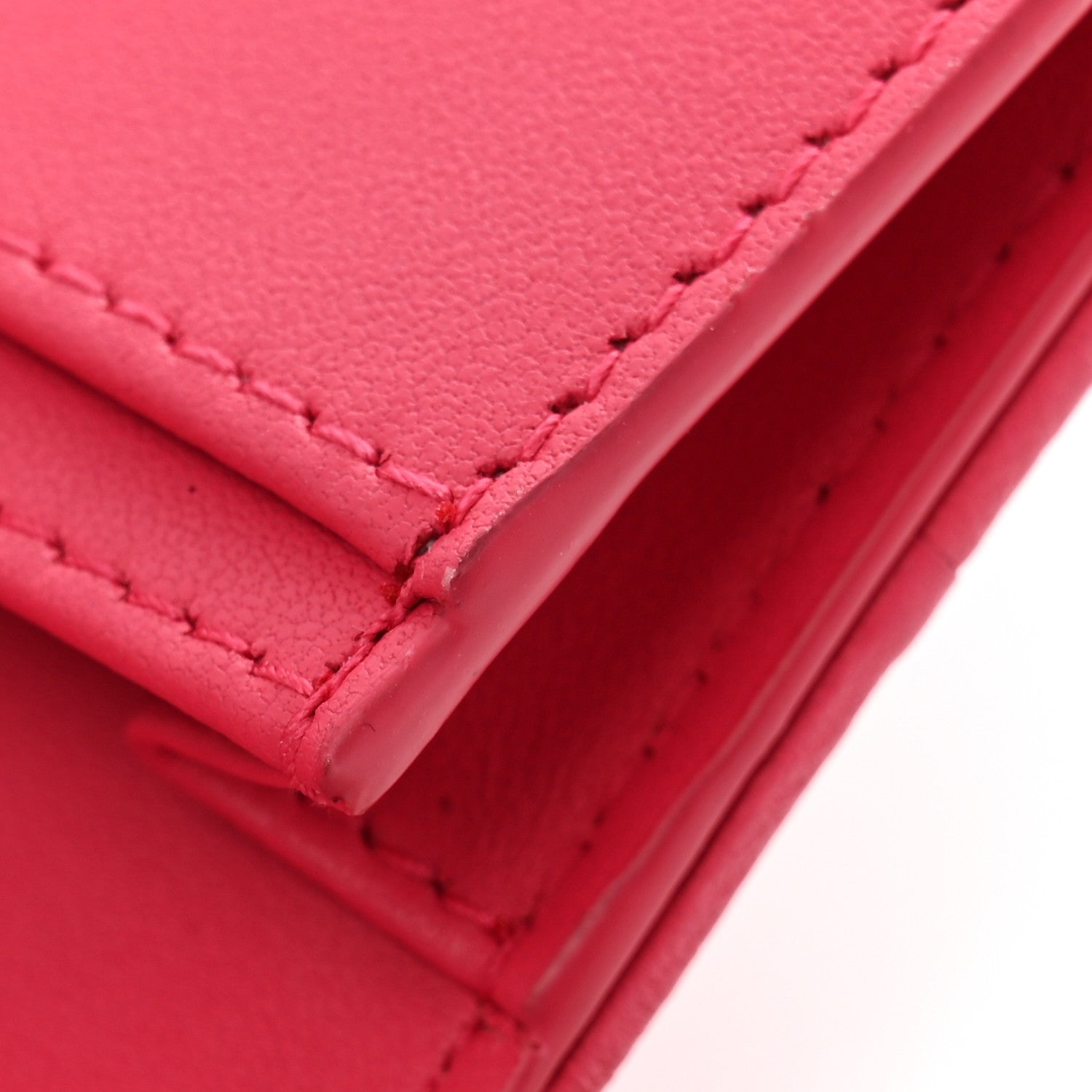 Christian Dior Lambskin Cannage Small Lady Dior Flap Card Holder Fuchsia 9 of 9