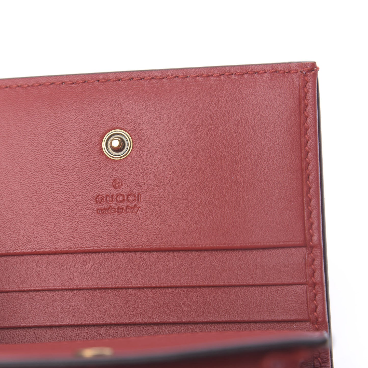 GG Supreme Monogram Cherry Embellished Card Case Wallet Hibiscus Red