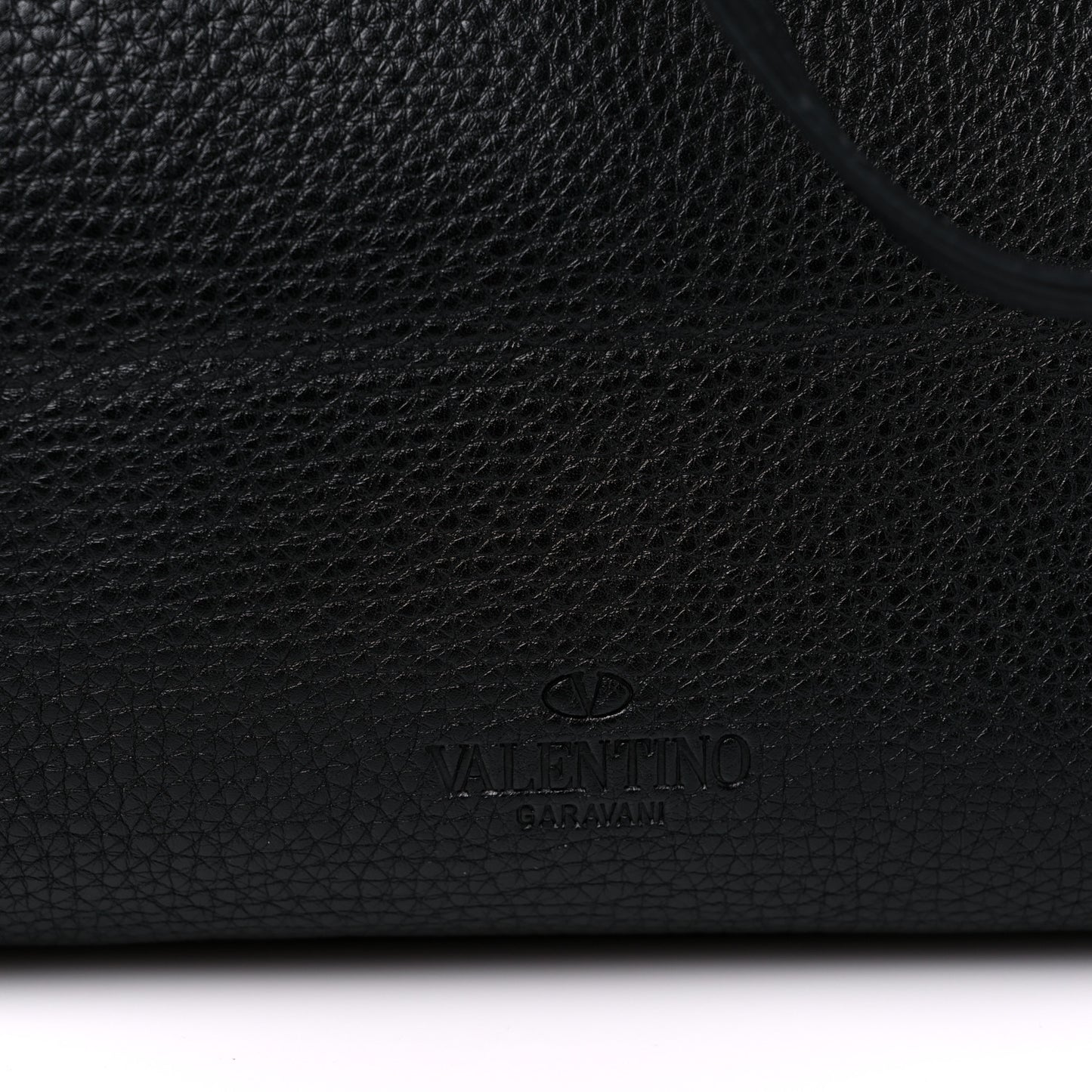 Grained Calfskin Rockstud Shoulder Tote Black