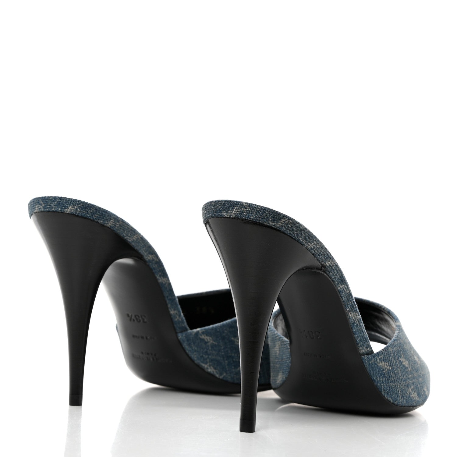 Saint Laurent Denim Monogram La 16 Mule Sandals 38.5 Blue Jeans 4 of 10