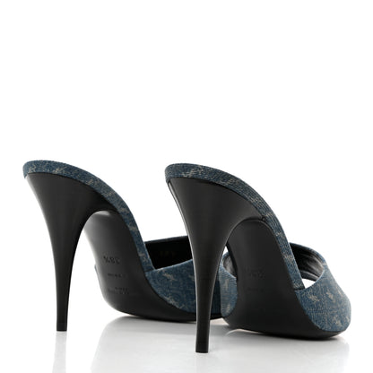 Saint Laurent Denim Monogram La 16 Mule Sandals 38.5 Blue Jeans 4 of 10
