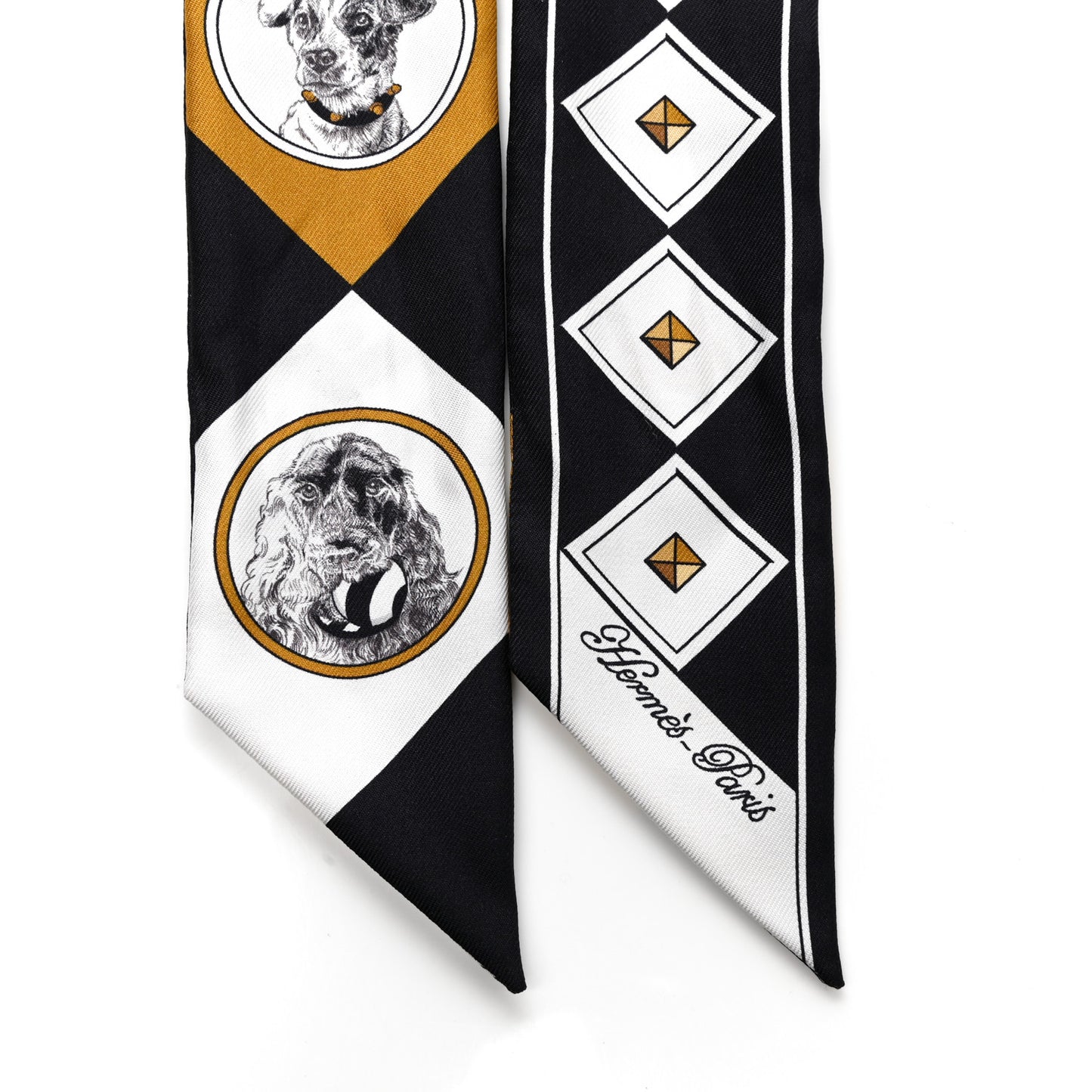 Silk Colliers Et Chiens Twilly Black Gold White