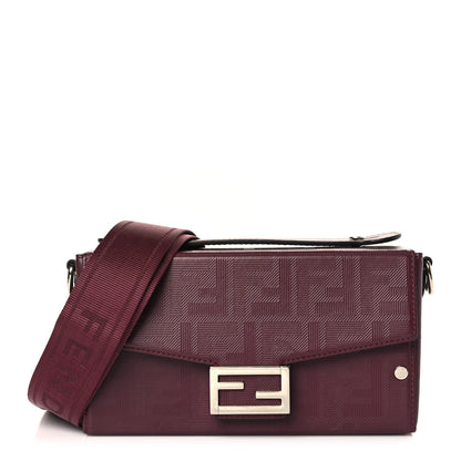 Fendi Vitello King FF Lines Embossed Baguette Soft Trunk Burgundy 1 of 9