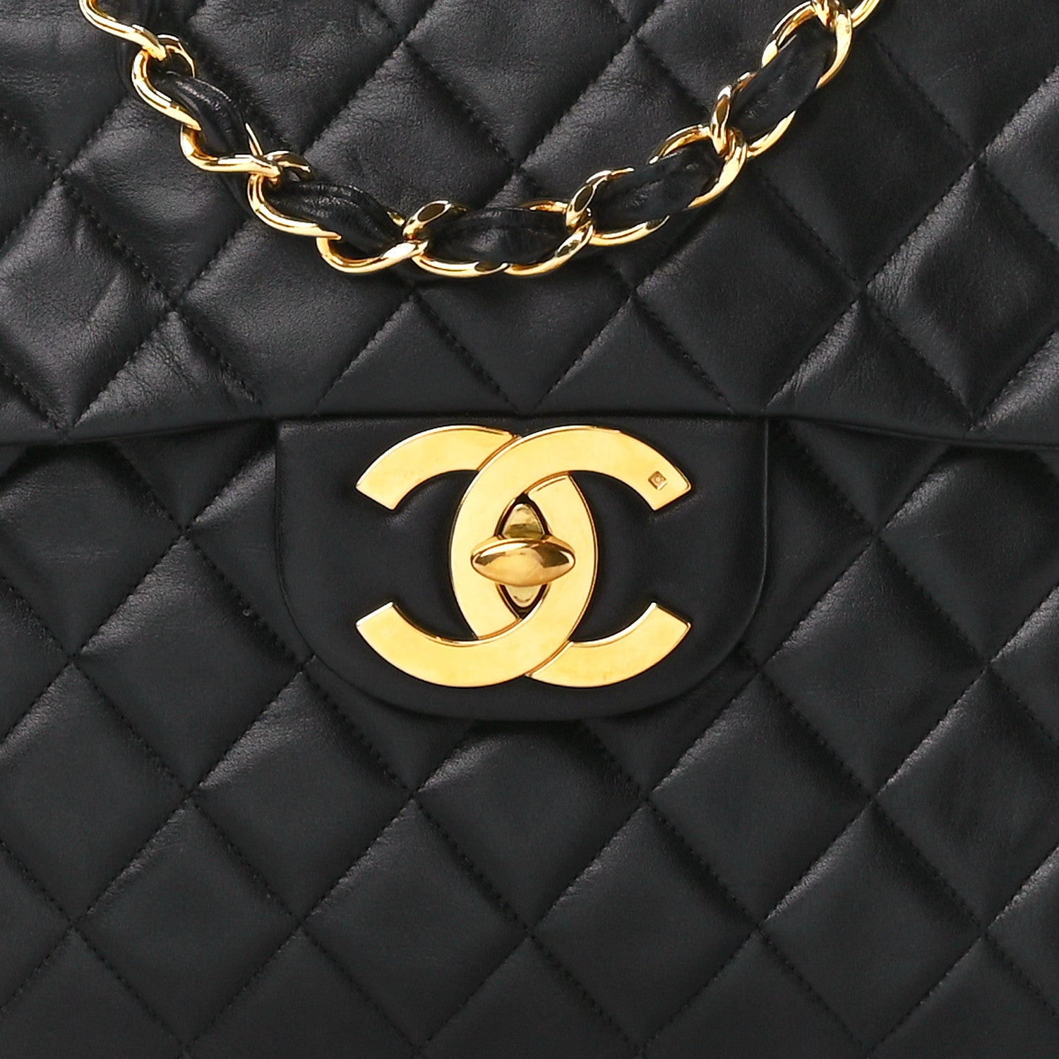 Chanel Lambskin Quilted XL Jumbo Single Flap Black 9 of 11
