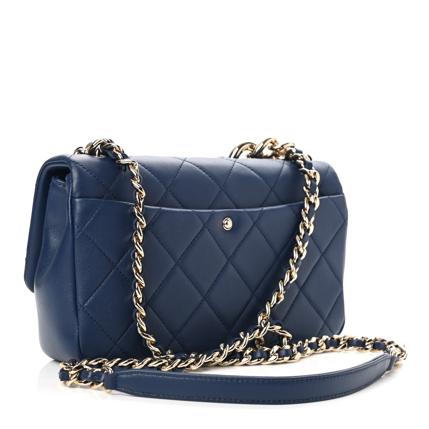 Chanel Lambskin Quilted Resin Bi-Color Chain Flap Bag Navy 3 of 12