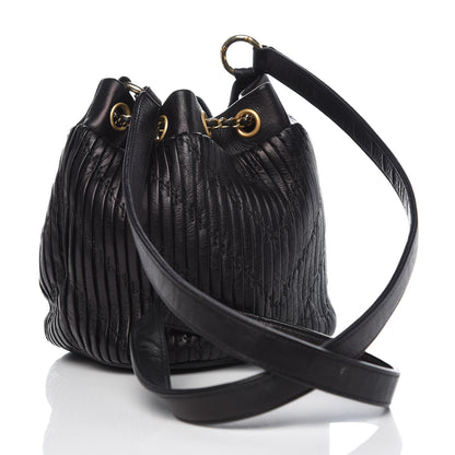 Chanel Iridescent Crumpled Calfskin Coco Pleats Small Drawstring Bag Black 3 of 14