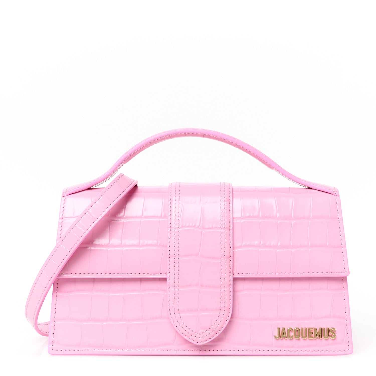 Jacquemus Calfskin Crocodile Embossed Le Grand Bambino Pink 1 of 10