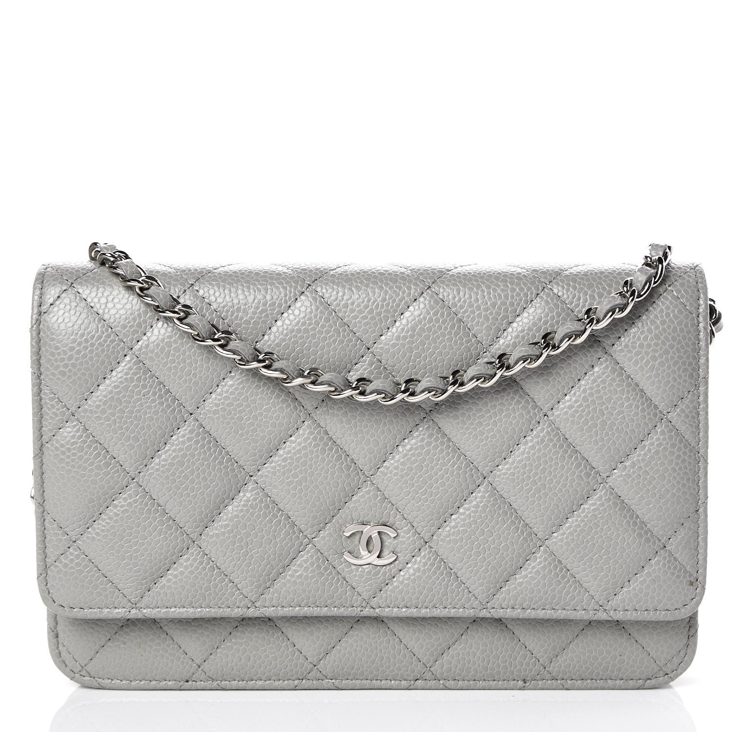 Chanel Caviar Quilted Wallet on Chain WOC Grey 1 of 9