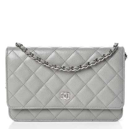 Chanel Caviar Quilted Wallet on Chain WOC Grey 1 of 9