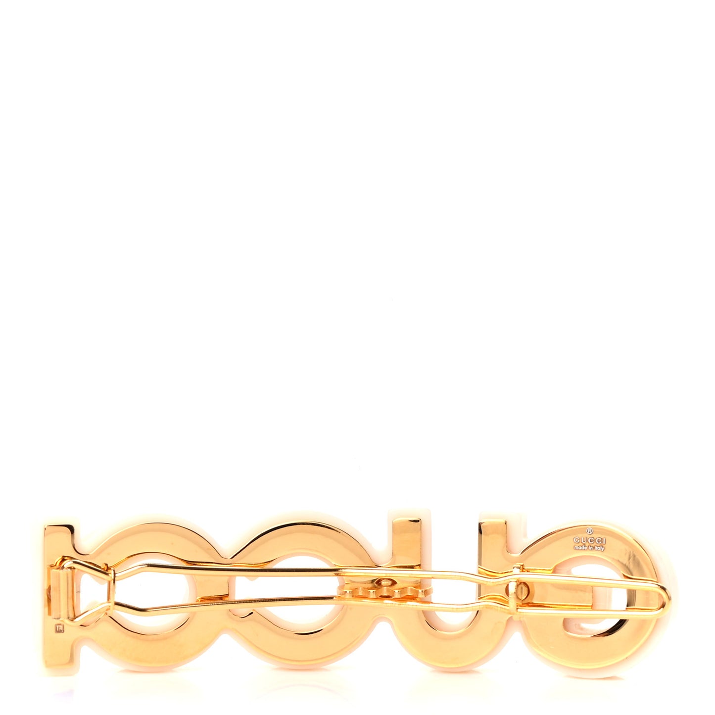 Resin Crystal Logo Hair Slide Ivory