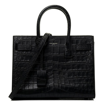 Saint Laurent Calfskin Crocodile Embossed Baby Sac De Jour Black 1 of 10
