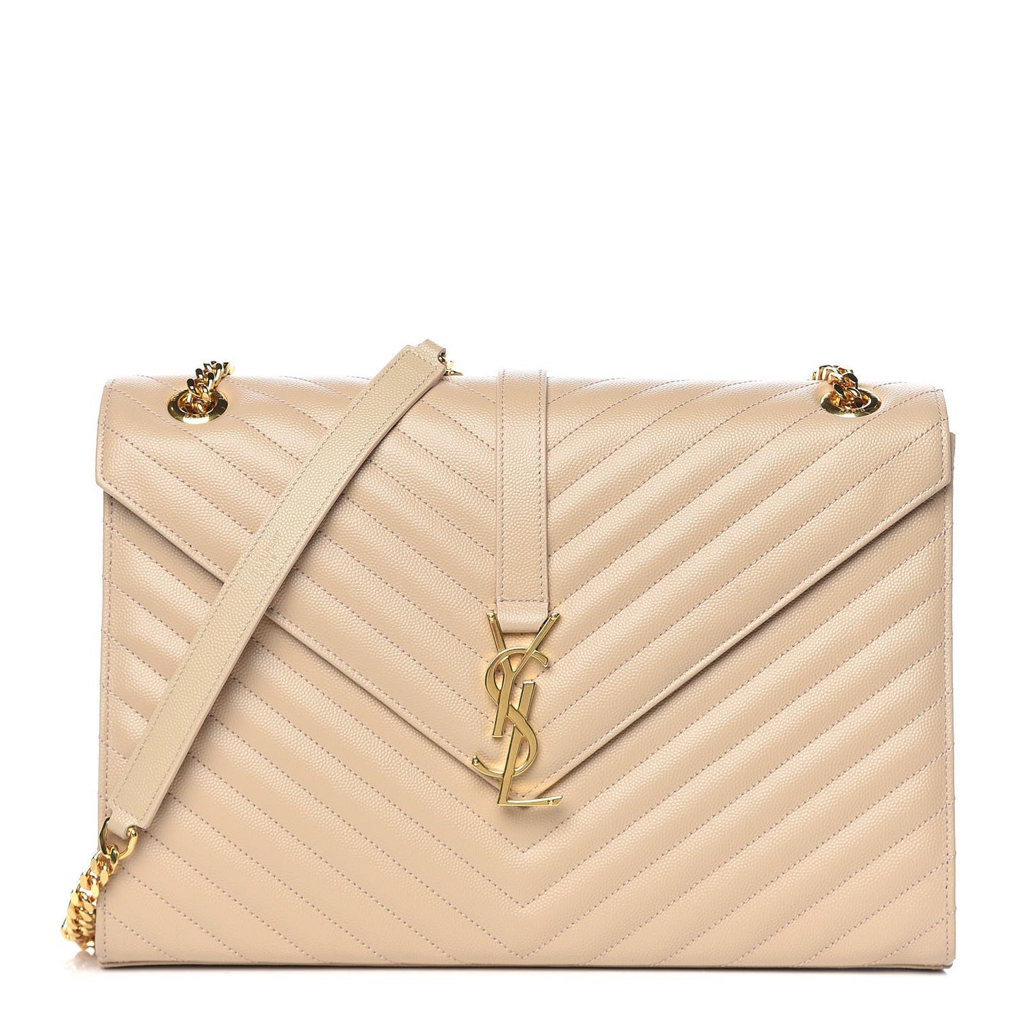 Grain De Poudre Matelasse Chevron Large Monogram Satchel Nude Powder