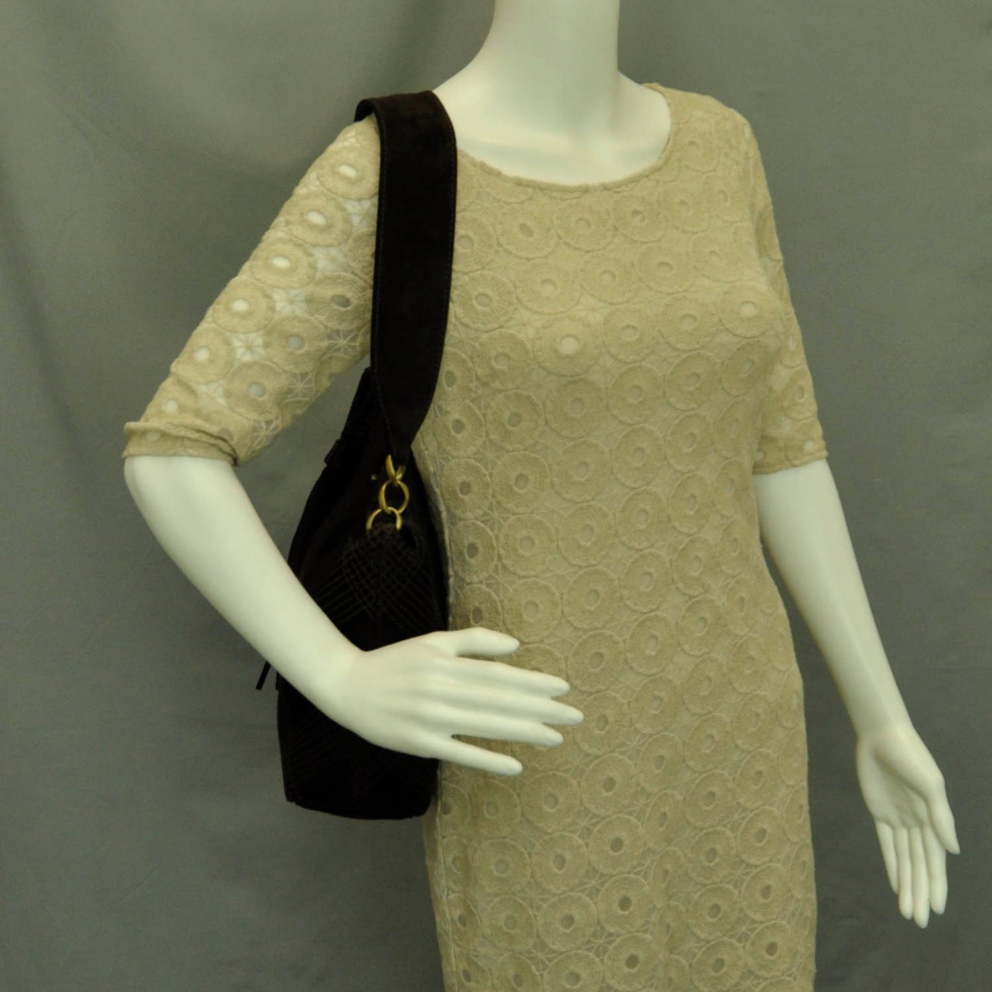 Suede Stitched Tassel CC Shoulder Bag Brown