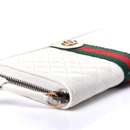 Gucci Calfskin Web Trapuntata GG Zip Around Wallet Off White 6 of 8