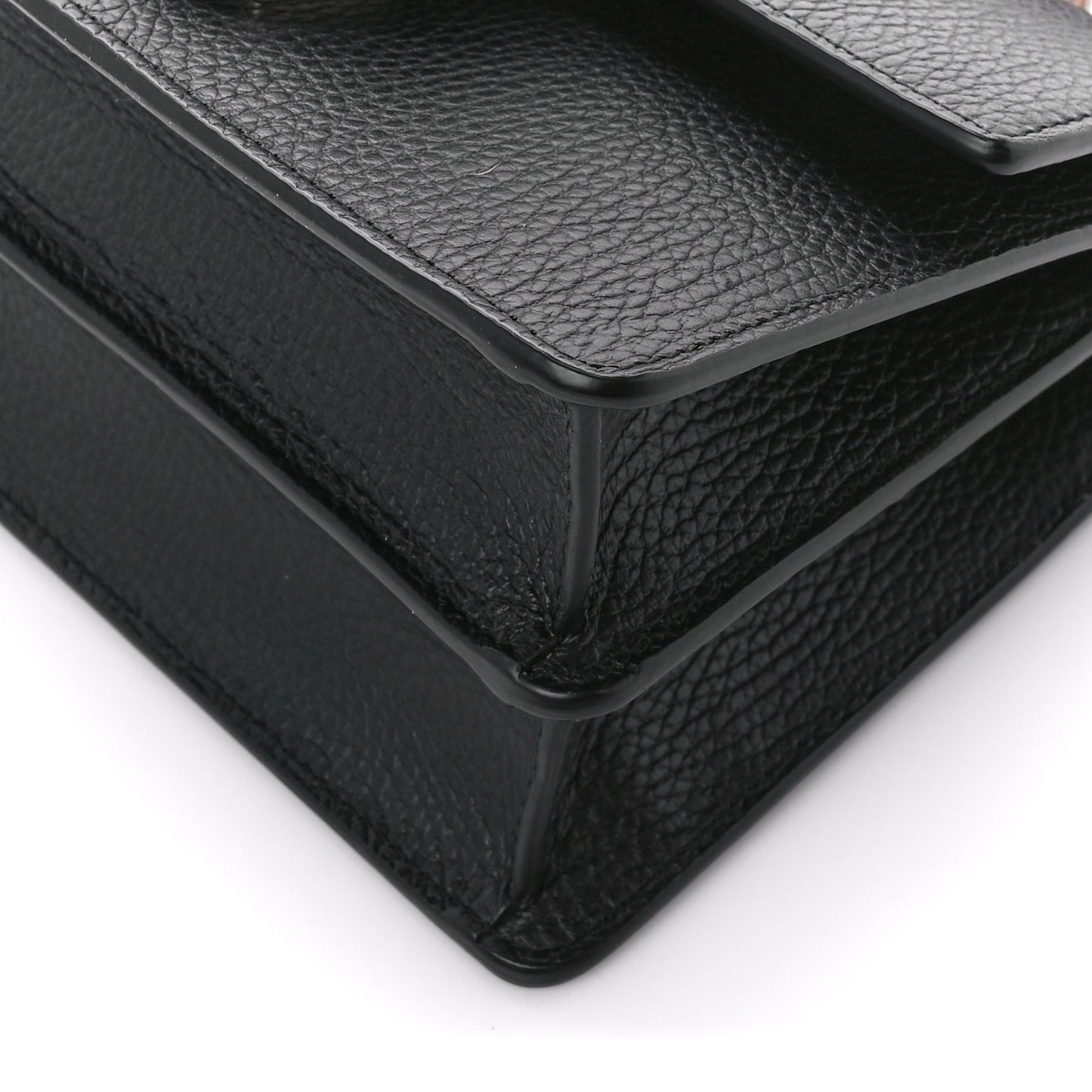 Dollar Calfskin Crystal Web Mini Dionysus Bamboo Top Handle Bag Black Black Diamond