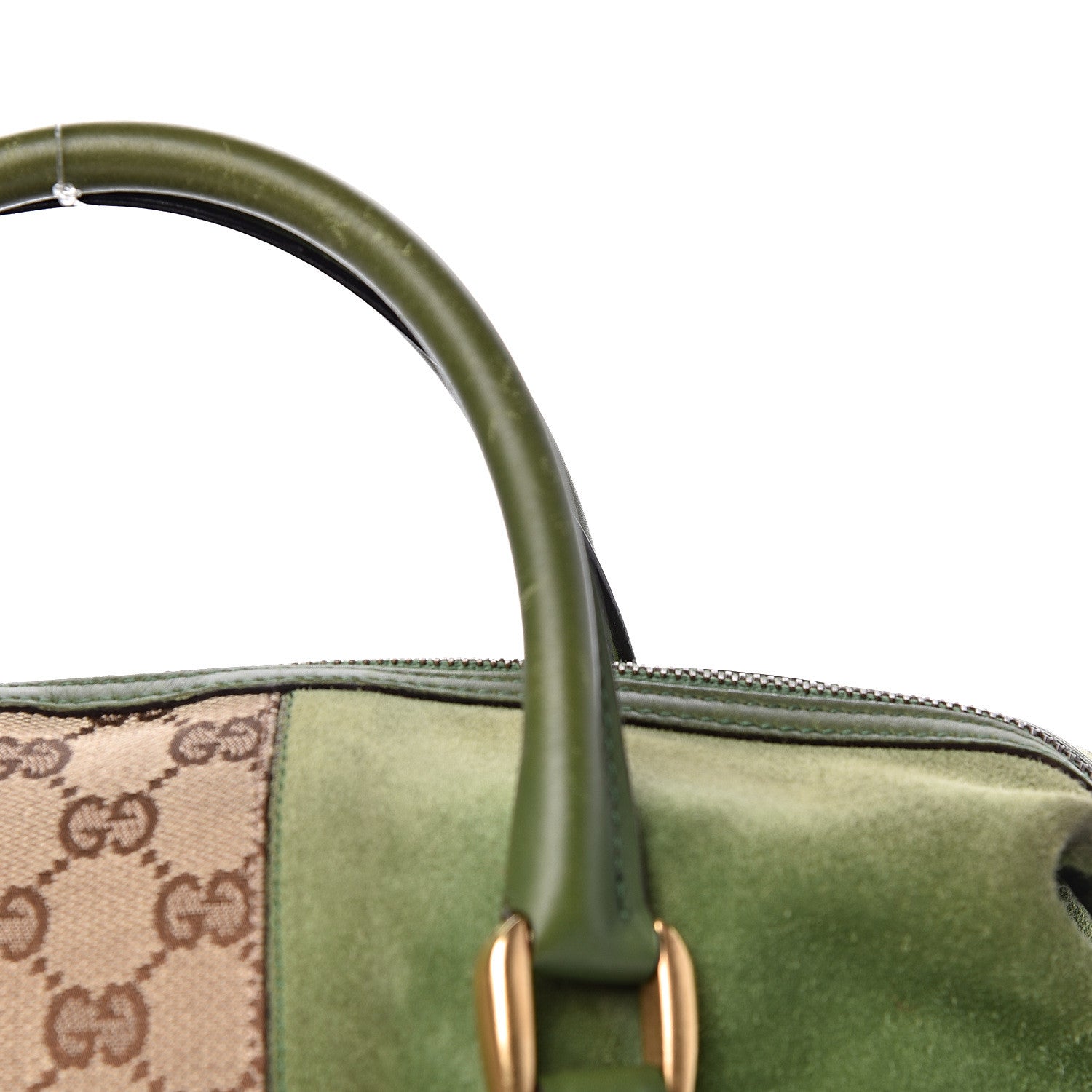 Gucci Suede Monogram Small Boston Green 18 of 19