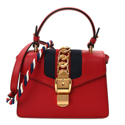 Gucci Calfskin Mini Sylvie Top Handle Bag Hibiscus Red 1 of 10