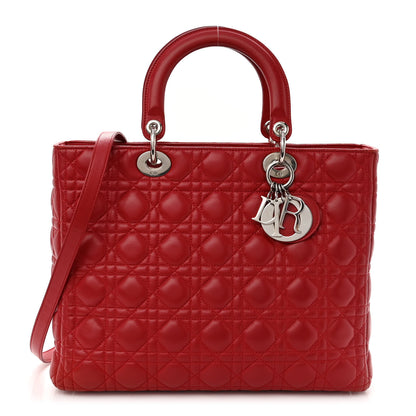 Christian Dior Lambskin Cannage Large Lady Dior Red 1 of 10