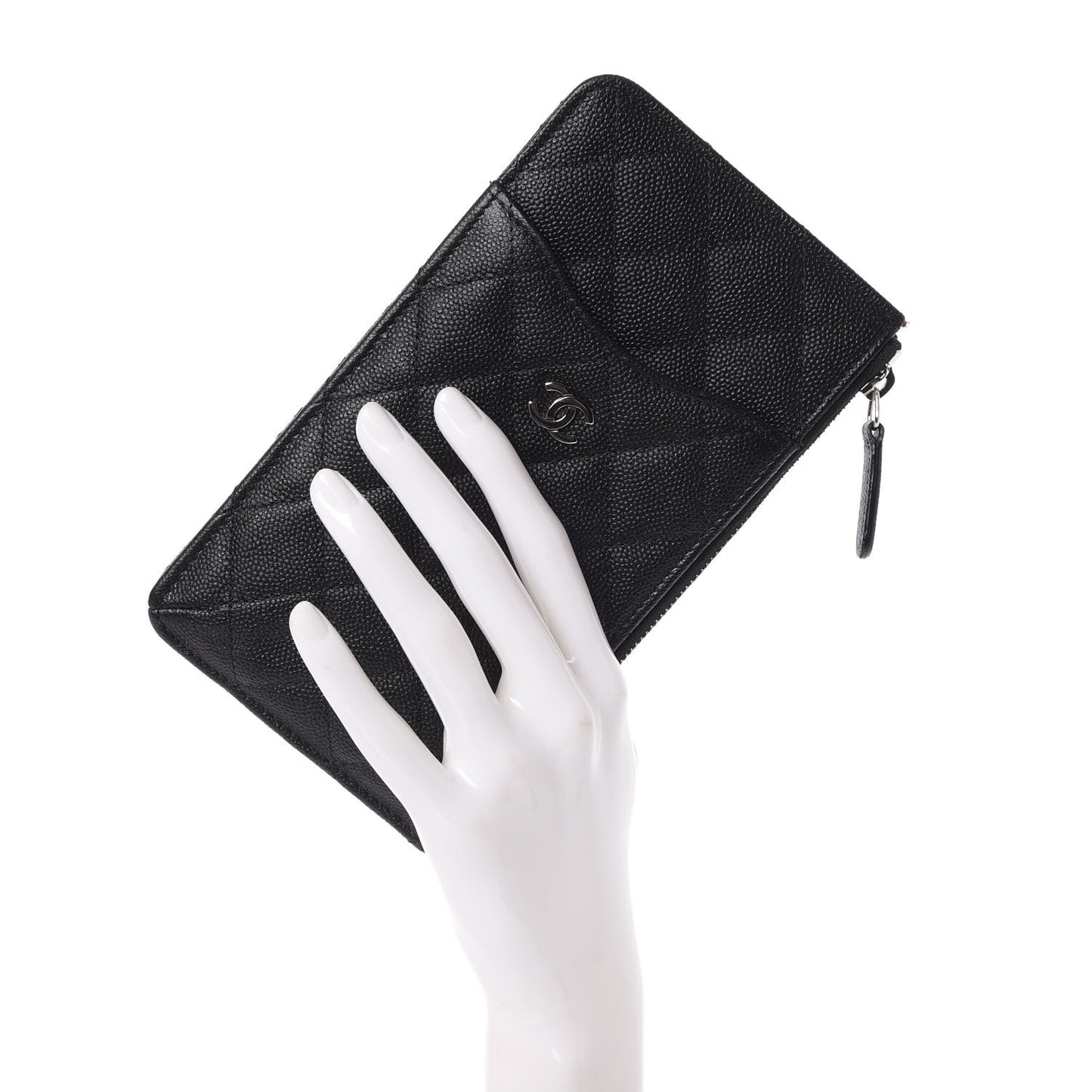 Caviar Quilted Classic Flat Wallet Pouch Black