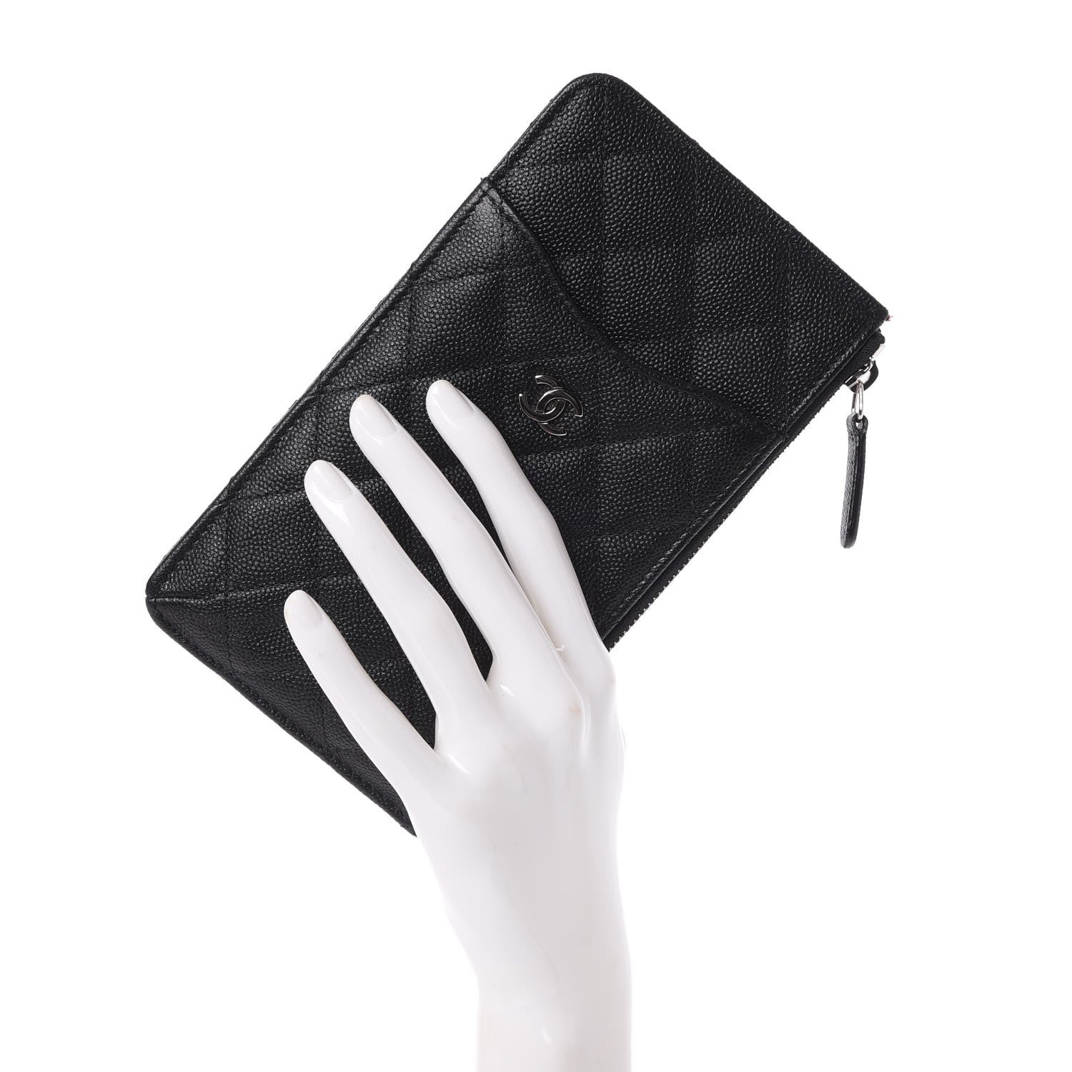 Chanel Caviar Quilted Classic Flat Wallet Pouch Black 2 of 8