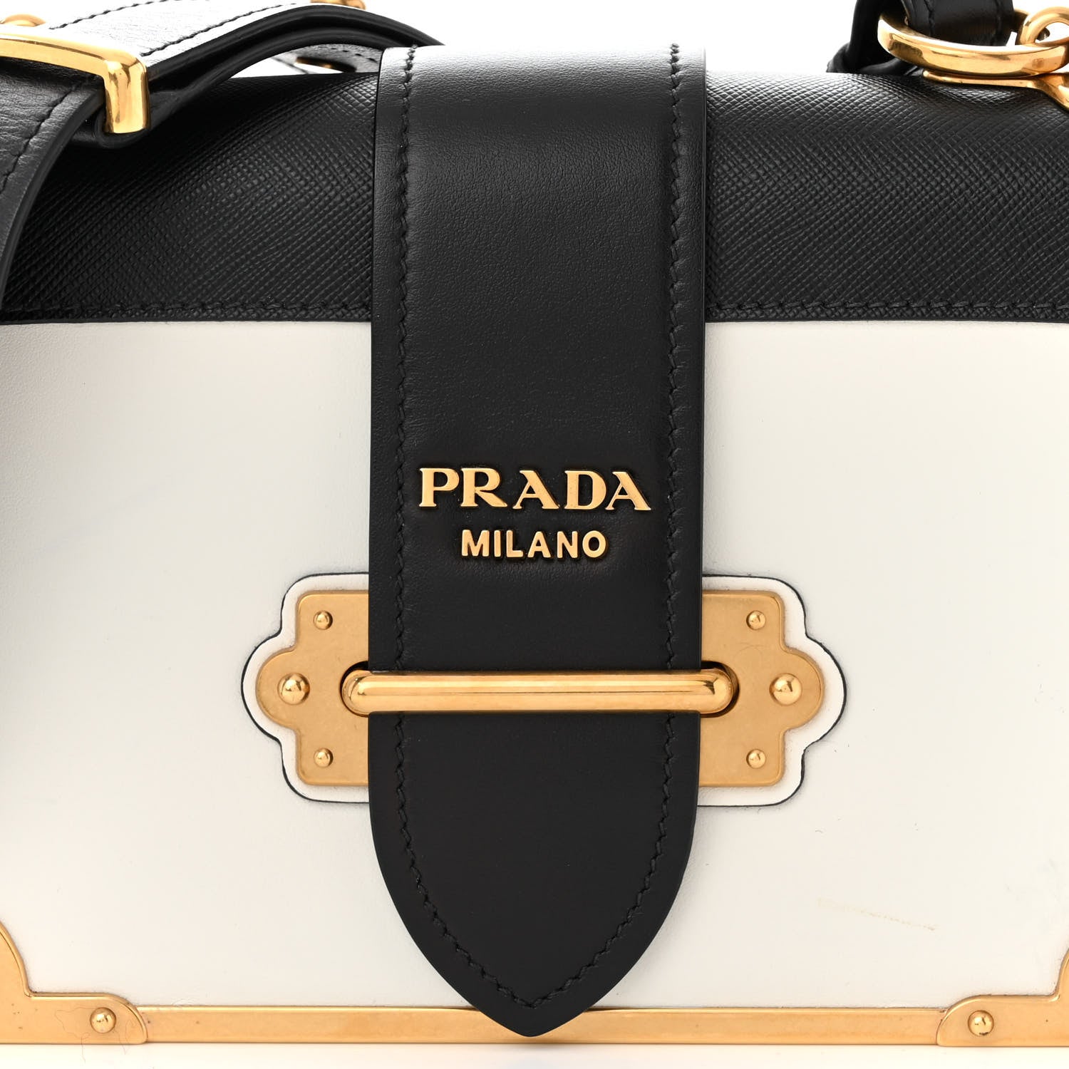 Prada City Calf Saffiano Cahier Bag Talco Black 7 of 9