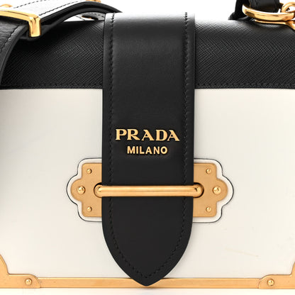 Prada City Calf Saffiano Cahier Bag Talco Black 7 of 9