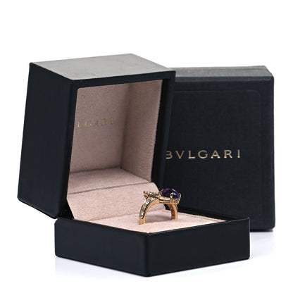 Bulgari 18K Yellow Gold Diamond Amethyst Elisia Ring 53 6.5 7 of 7