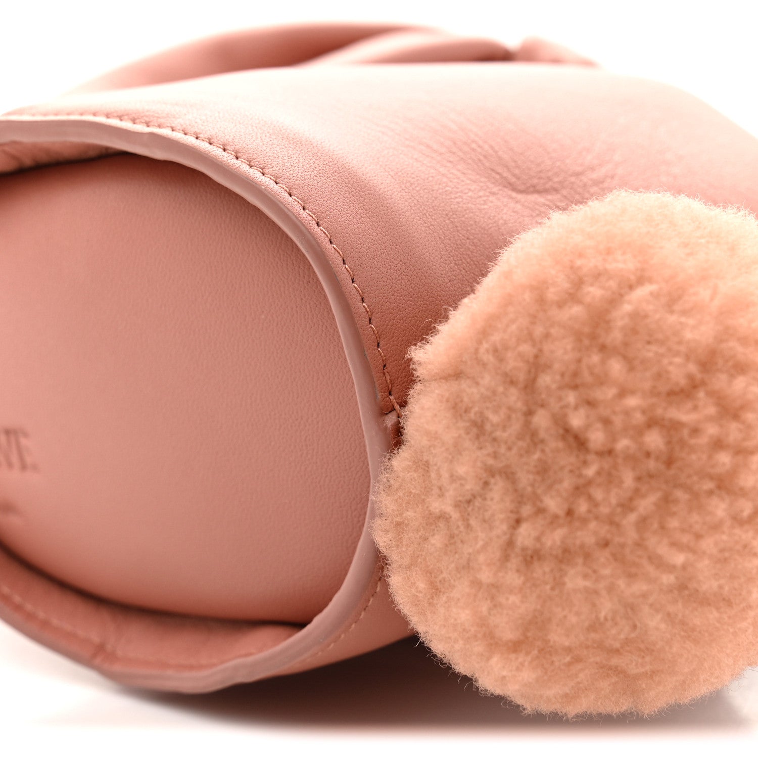 Loewe Calfskin Shearling Small Bunny Shoulder Bag Peach Bloom 10 of 11