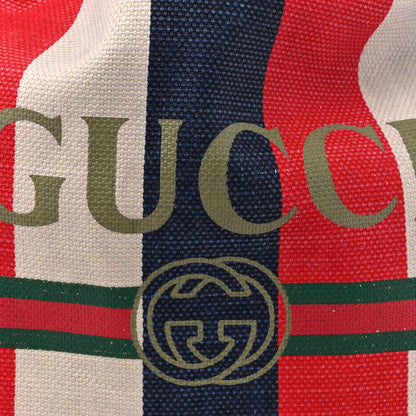 Gucci Canvas Logo Sylvie Stripe Drawstring Backpack Red 8 of 11