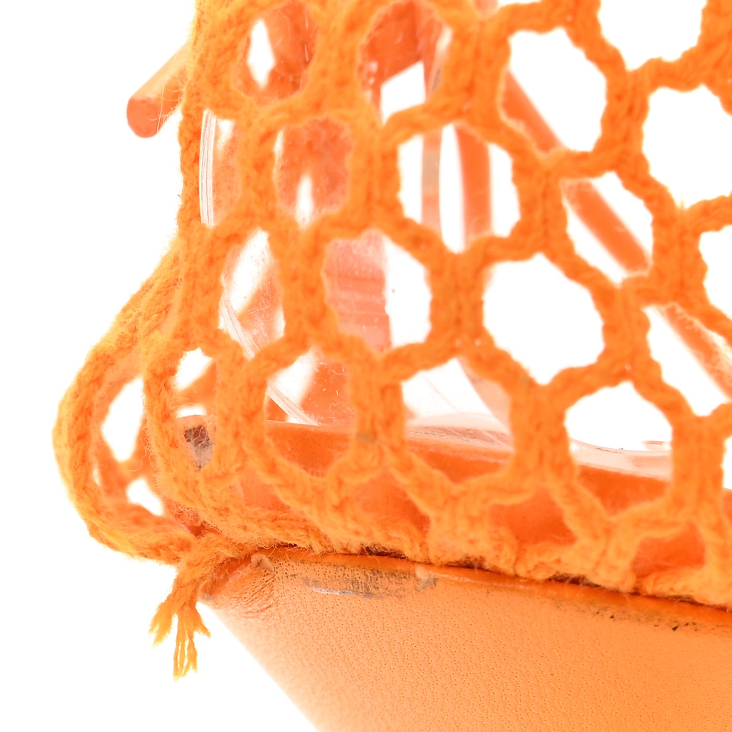 Mesh Nappa Stretch Ankle Tie 90mm Sandals 39.5 Tangerine