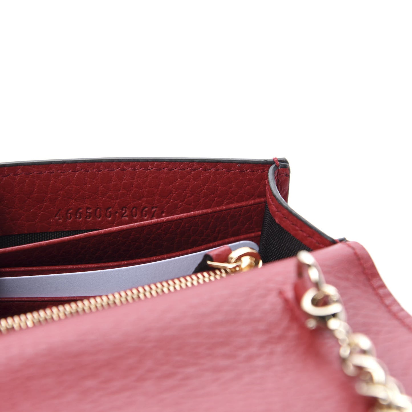Dollar Calfskin Medium Betty Chain Wallet Red