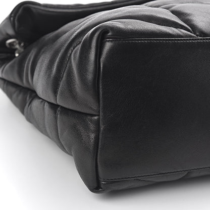 Saint Laurent Lambskin Quilted Medium Loulou Puffer Monogram Chain Satchel Black 8 of 10