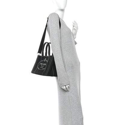 Prada Canapa Small Logo Tote Black Talco 2 of 17