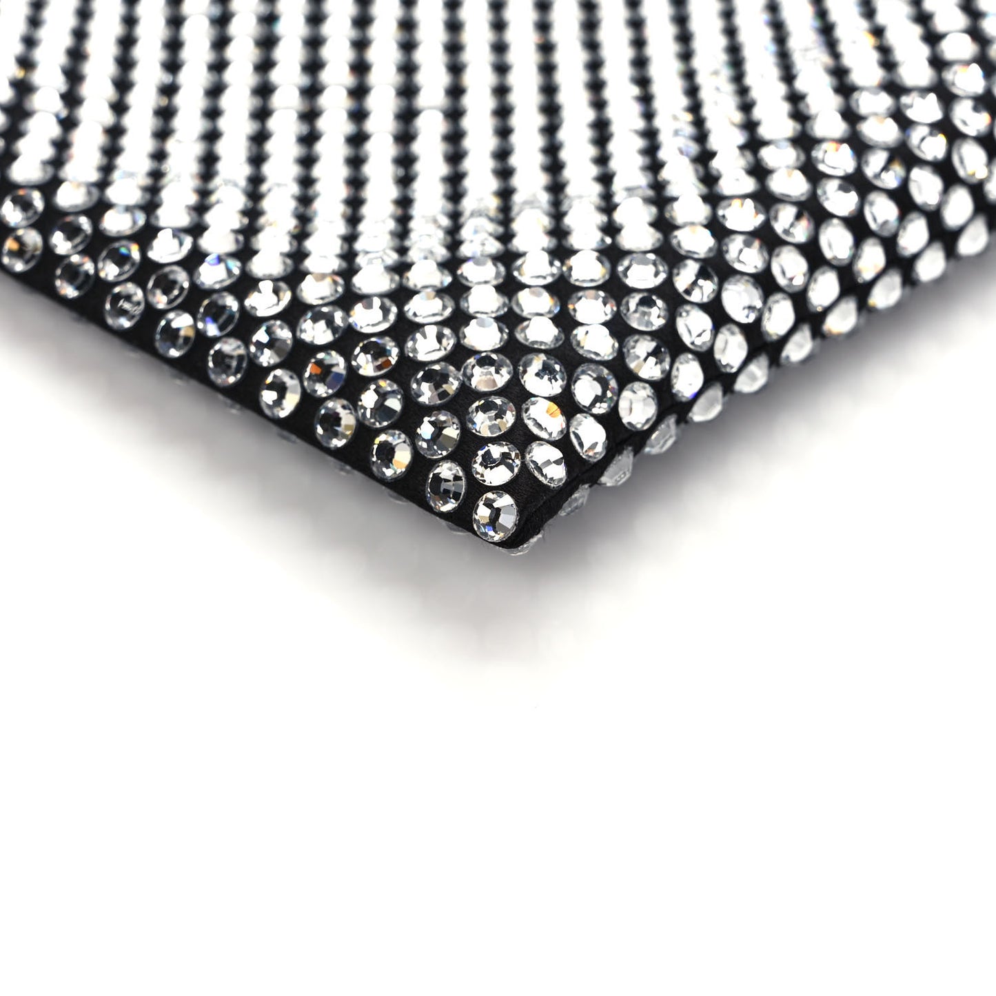 Satin Crystal Metal Triangle Logo Chain Crossbody Handbag Cristal