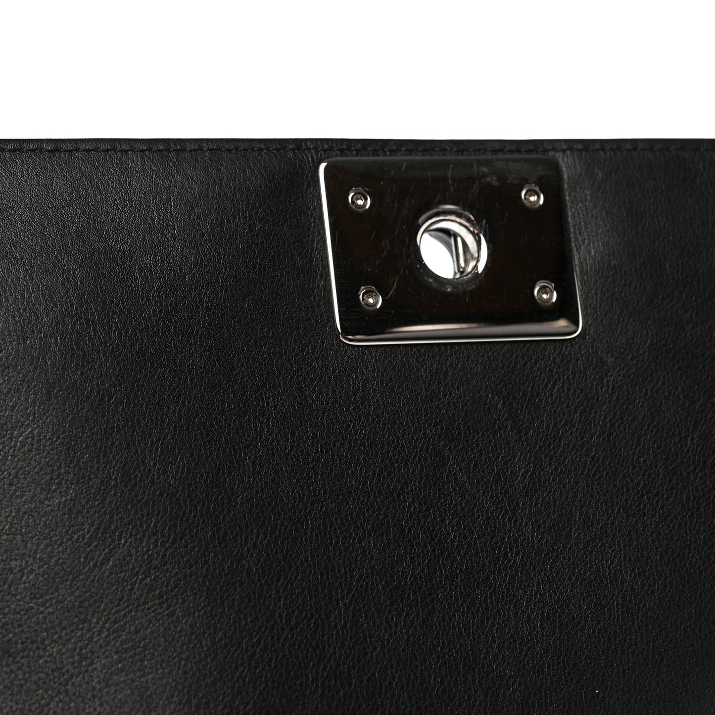 Patent Calfskin Quilted New Medium Plexiglass Boy Flap Black