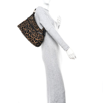 Fendi Jacquard Leopard Print Chef Hobo Tobacco 2 of 10