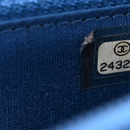 Chanel Caviar Quilted Boy Small Zip Around Wallet Blue 8 of 9