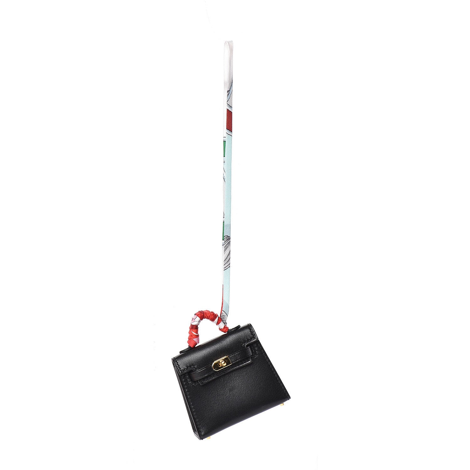 Hermes Tadelakt Mini Kelly Twilly Bag Charm Black 1 of 3