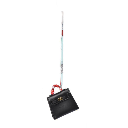 Hermes Tadelakt Mini Kelly Twilly Bag Charm Black 1 of 3