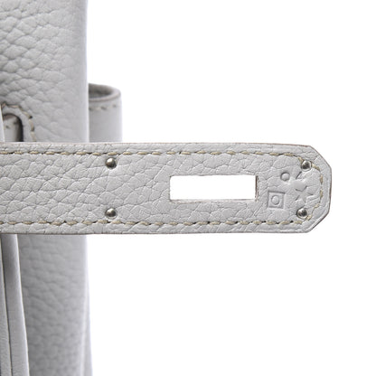Hermes Taurillon Clemence Lizard Club Birkin 35 Gris Perle White Mykonos 25 of 31