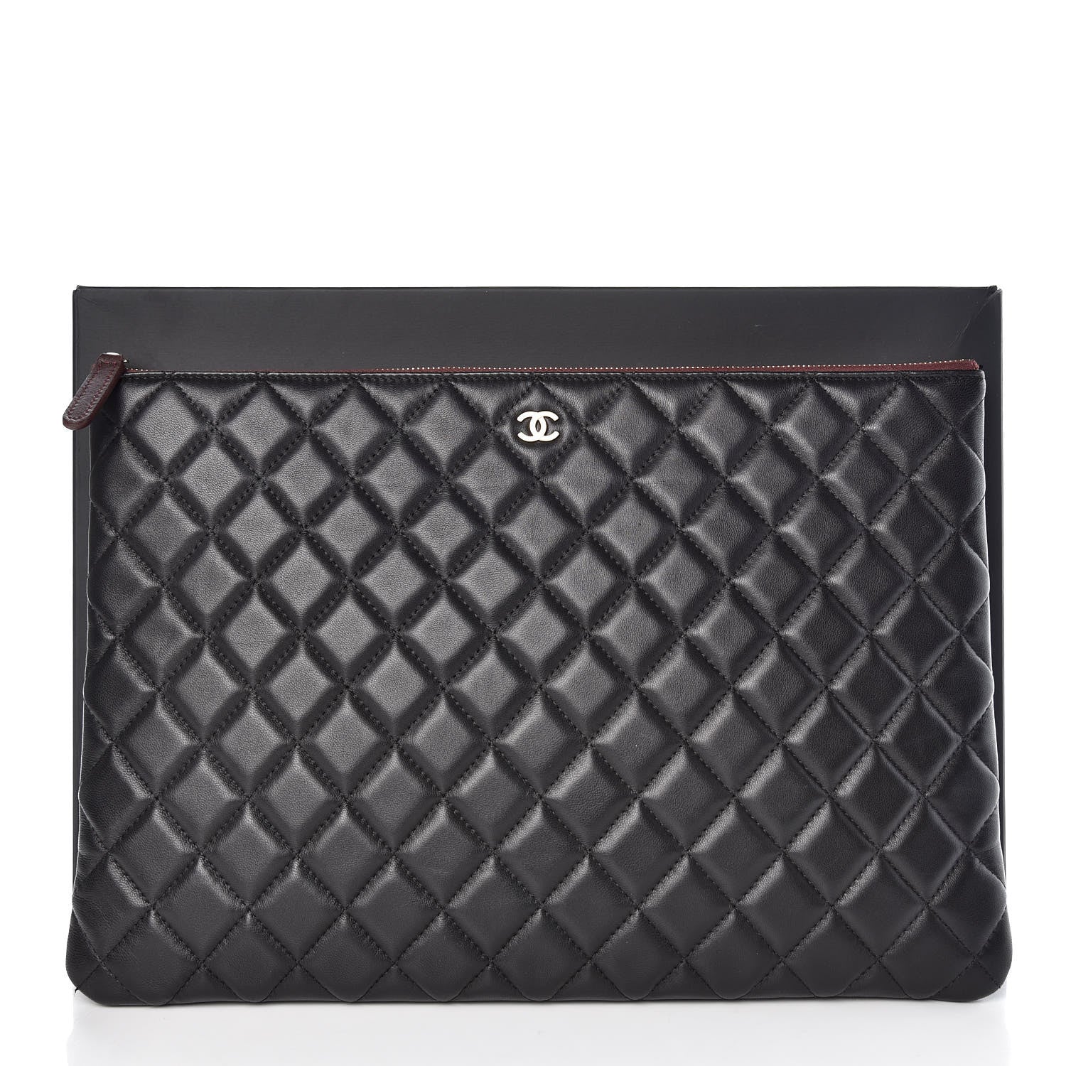 Chanel Lambskin Quilted Large Cosmetic Case Black 9 of 9
