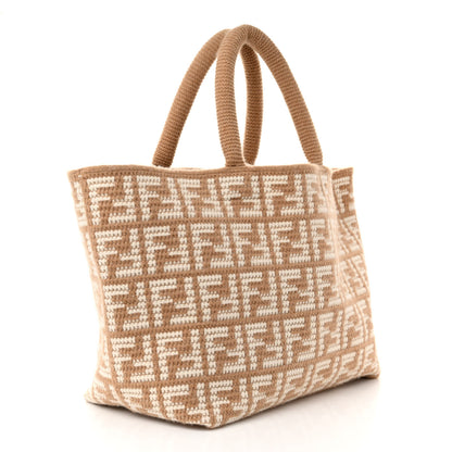 Fendi Cashmere Knit FF Large Shopper Tote Cammello 3 of 10