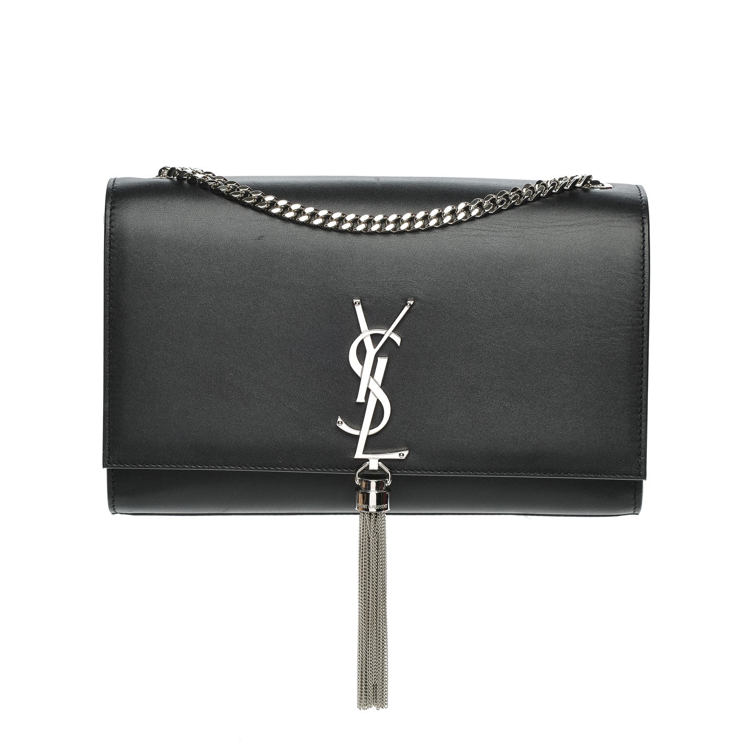 Saint Laurent Smooth Calfskin Medium Classic Monogram Kate Tassel Satchel Black 1 of 6
