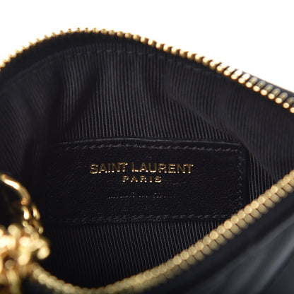 Saint Laurent Calfskin Matelasse Monogram Key Pouch Black 6 of 8