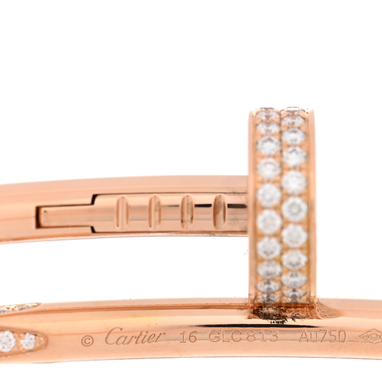 18K Pink Gold Diamond Juste Un Clou Paved Bracelet 16